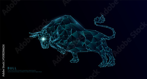 Photography Bull polygon wireframe geometric blue