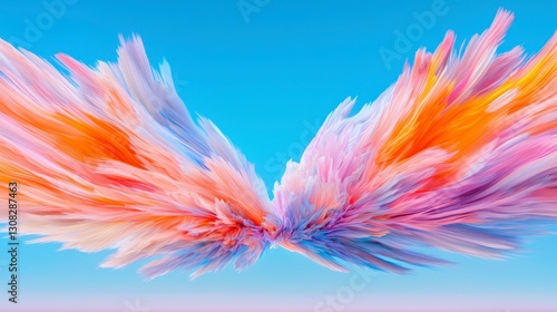 Abstract Colorful Wings  Dynamic Brushstrokes  AI Art  Vivid Hues  Sky Background