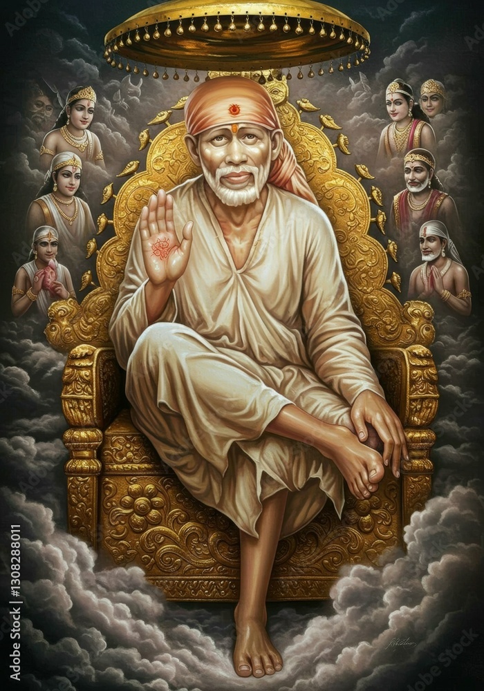 Obraz premium Sai Baba Indian God background