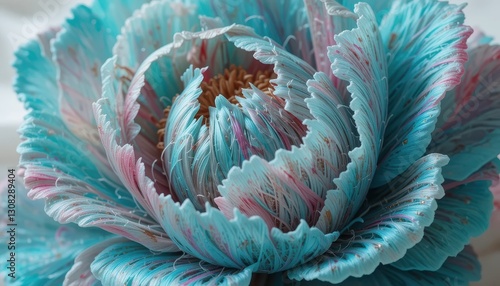 Close up Pastel Teal Pink Flower Petals Delicate Texture Floral Macro