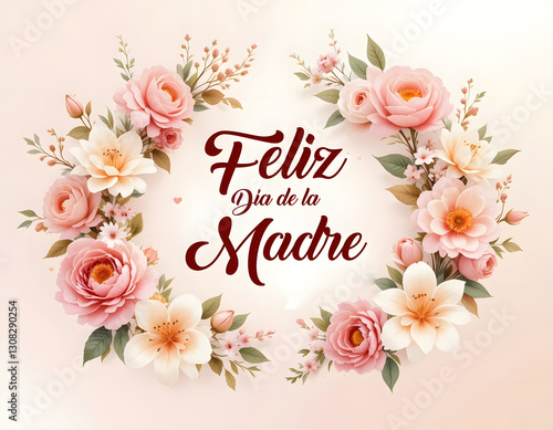 Feliz Dia De La Mandre framed by roses