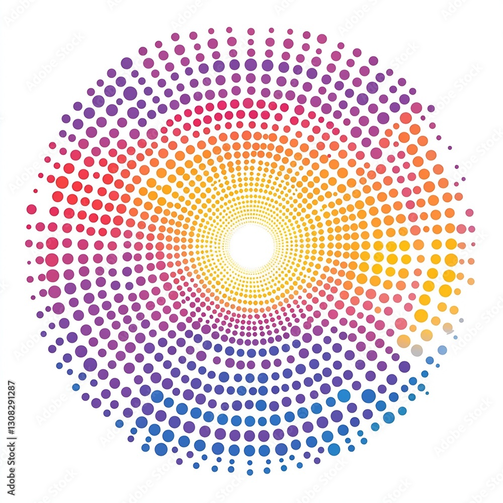 Colorful Circular Dot Pattern Radiating with Vibrant Hues for Modern Art Design : Generative AI Colorful Circular Dot Pattern Radiating with Vibrant Hues for Modern Art Design : Generative AI