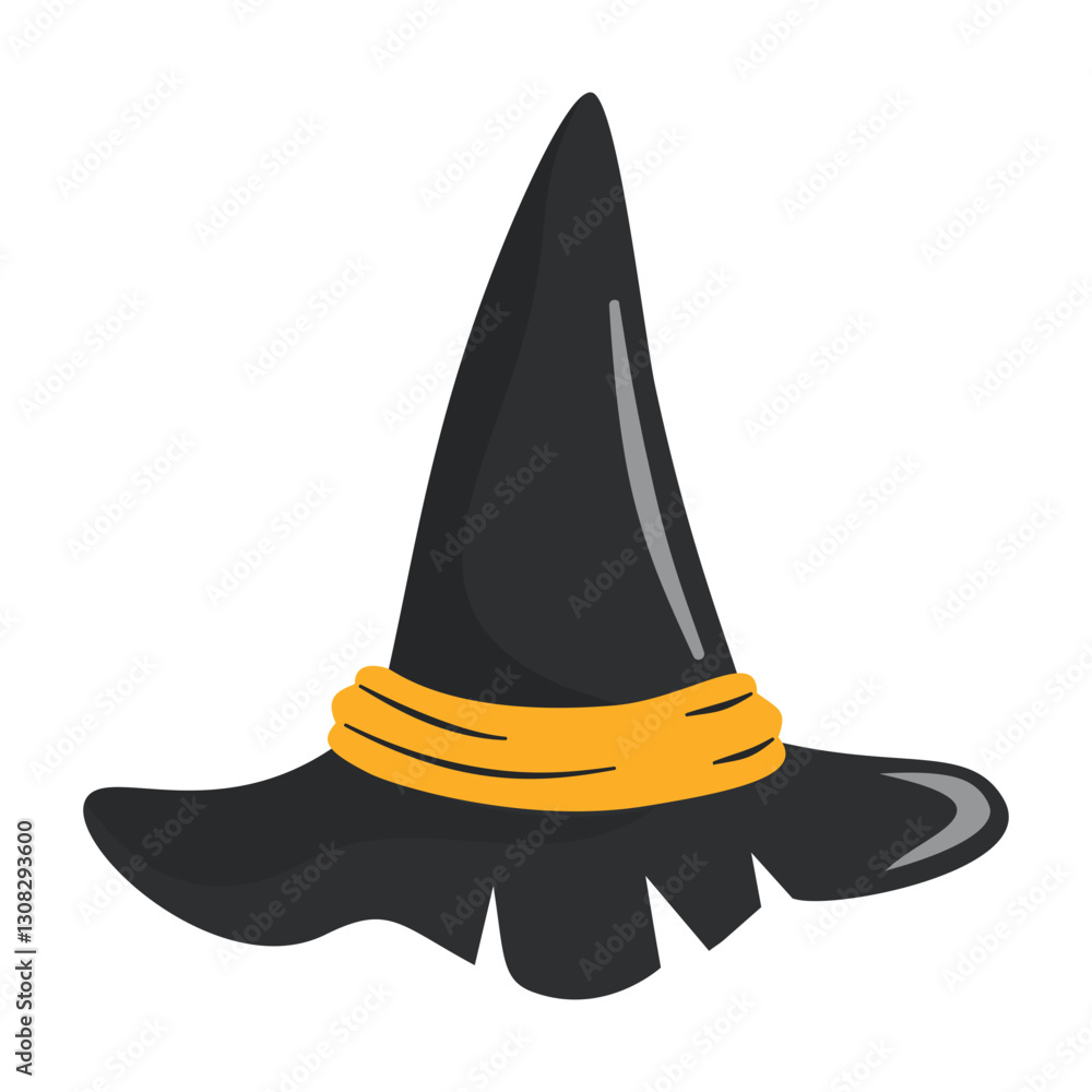 Fototapeta premium Illustration of Witch Hat Halloween with Trendy Cartoon Design. Vector Clipart
