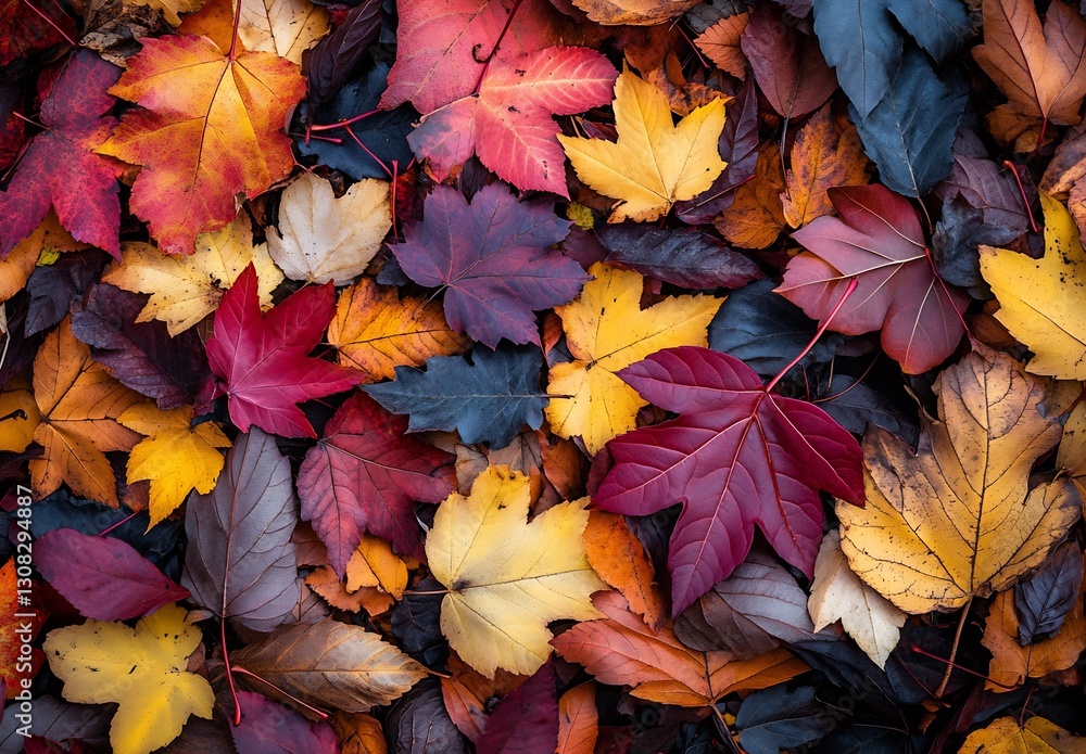 Vibrant Collection of Autumn Leaves in Vivid Colors Covering the Ground : Generative AI Vibrant Collection of Autumn Leaves in Vivid Colors Covering the Ground : Generative AI