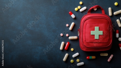 Striking red bag featuring a simple cross design perfect for carrying essentials and symbolizing safety photo