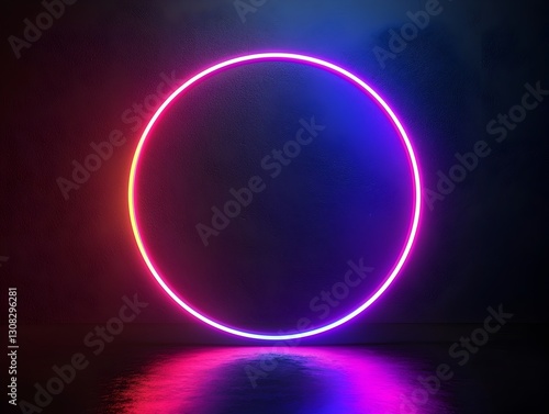 Wallpaper Mural Photo of a Neon Circle Glowing on a Dark Background Torontodigital.ca
