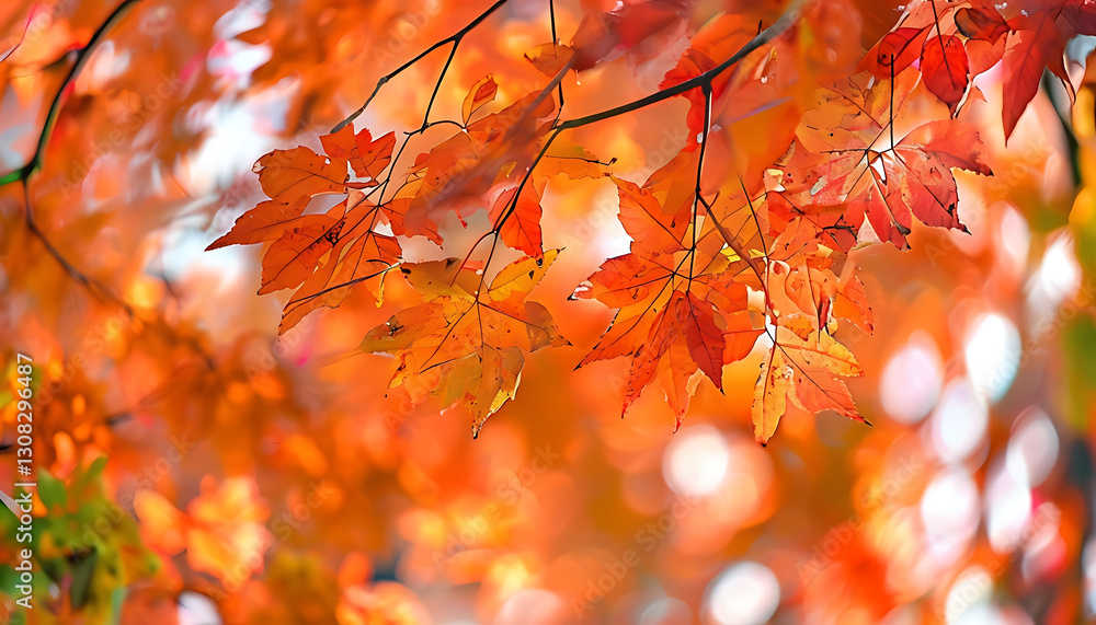 close up of autumn leaves in orange and red close up of autumn leaves in orange and red