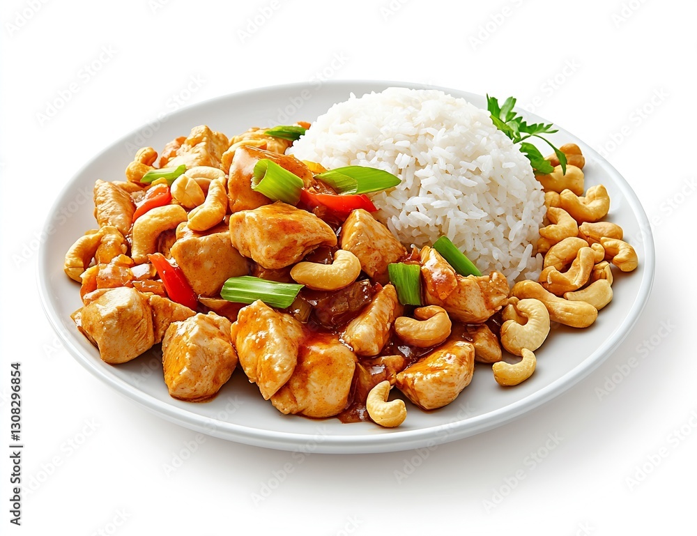 Tasty Chicken Stir Fry with Cashews and Steamed Rice : Generative AI Tasty Chicken Stir Fry with Cashews and Steamed Rice : Generative AI