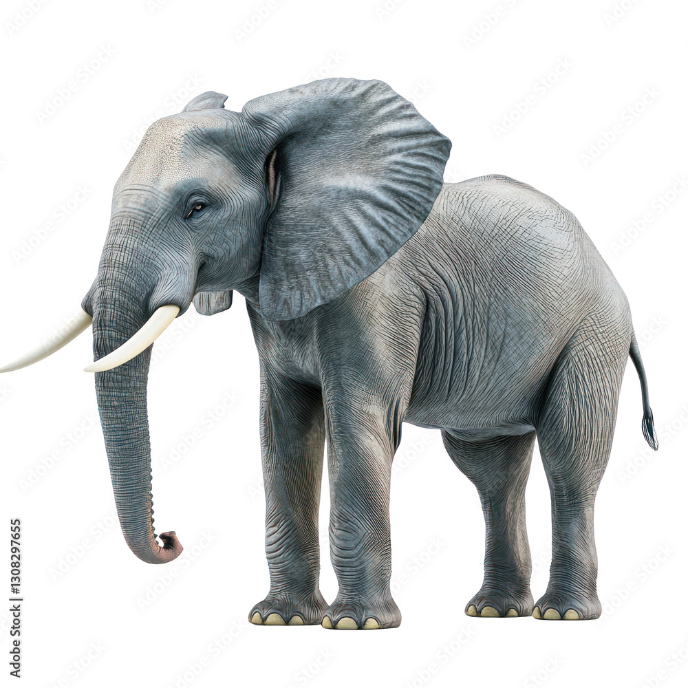 Fototapeta premium African Elephant isolated on white or transparent background