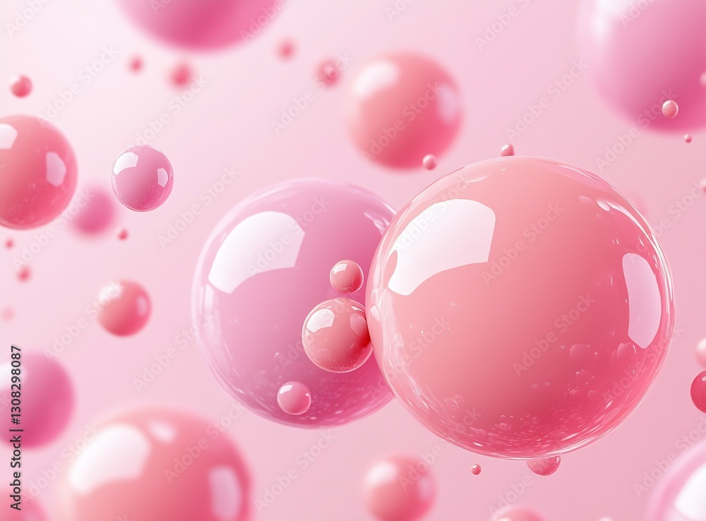 Vibrant Pink Spheres with Glossy Finish Set Against Soft Background for Visual Appeal : Generative AI Vibrant Pink Spheres with Glossy Finish Set Against Soft Background for Visual Appeal : Generative AI