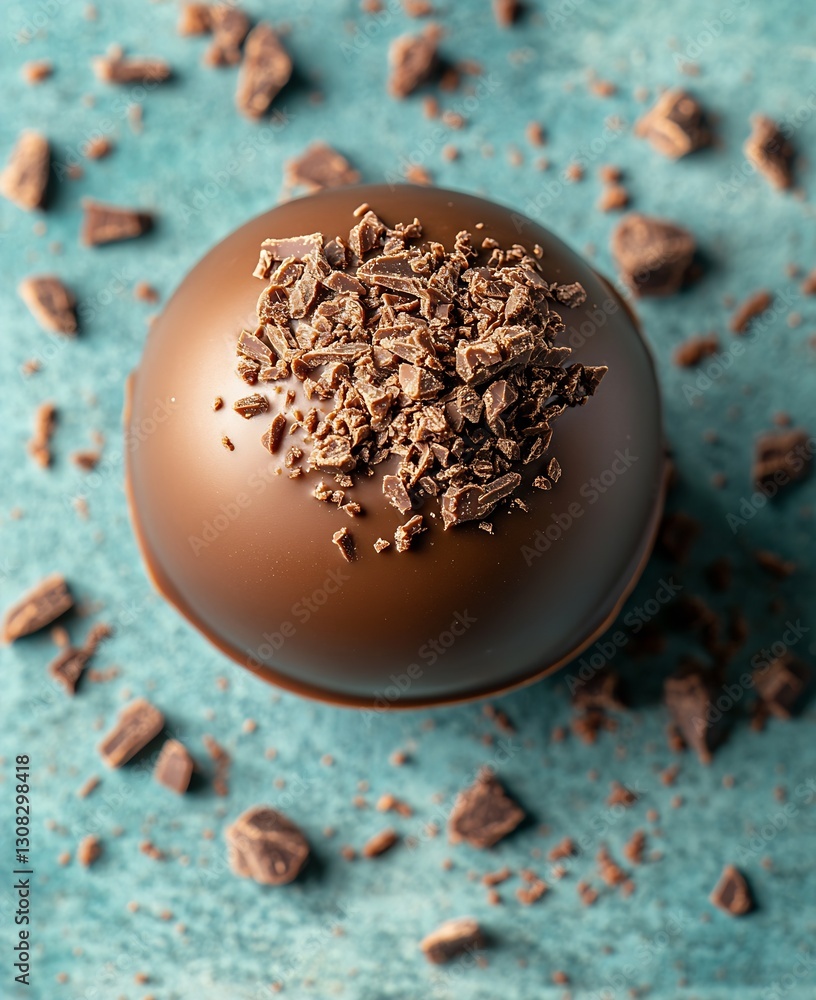 Elegant Chocolate Sphere Decorated with Chopped Chocolate for Gourmet Appeal : Generative AI Elegant Chocolate Sphere Decorated with Chopped Chocolate for Gourmet Appeal : Generative AI