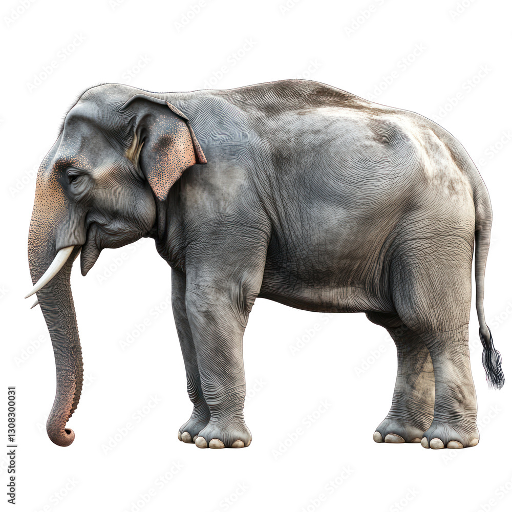 Fototapeta premium Asiaan Elephant isolated on white or transparent background