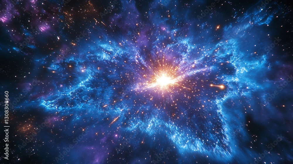 Stunning Cosmic Explosion with Colorful Nebula and Stars in the Vast Universe : Generative AI Stunning Cosmic Explosion with Colorful Nebula and Stars in the Vast Universe : Generative AI
