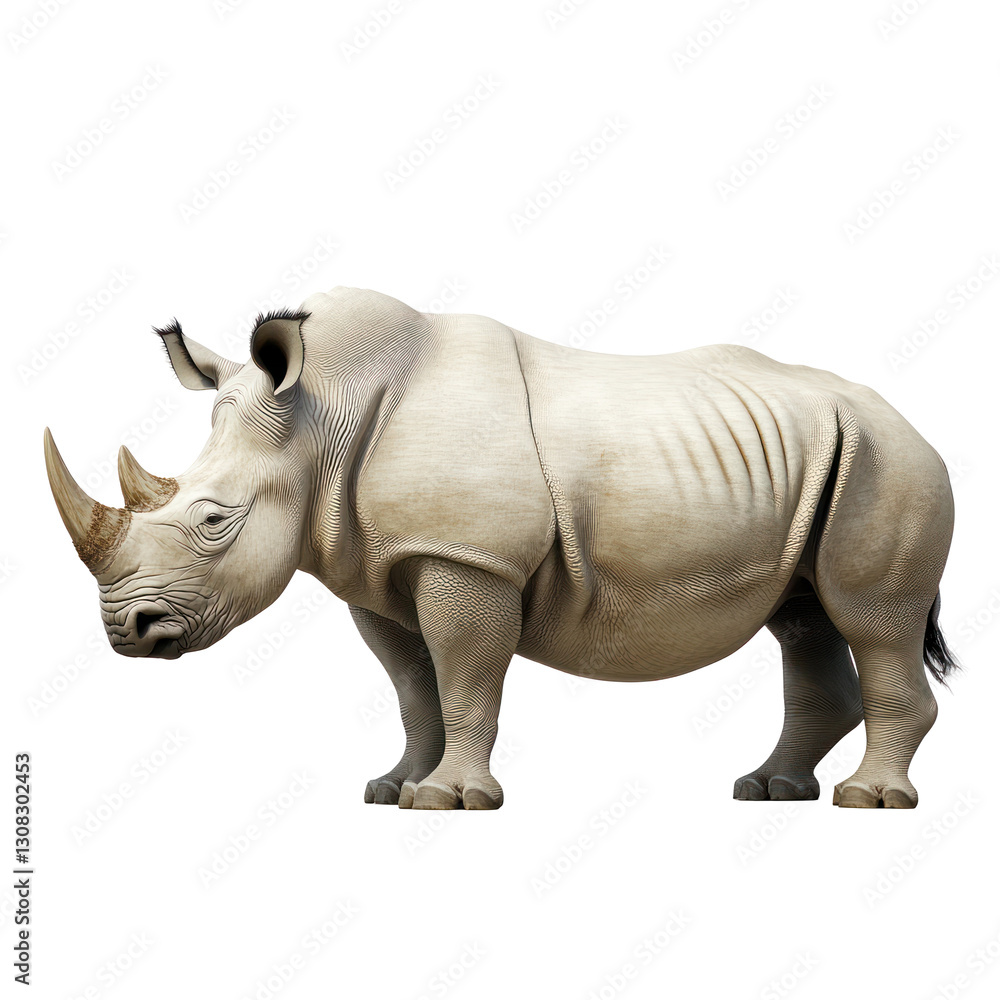 Fototapeta premium White Rhinoceros isolated on white or transparent background
