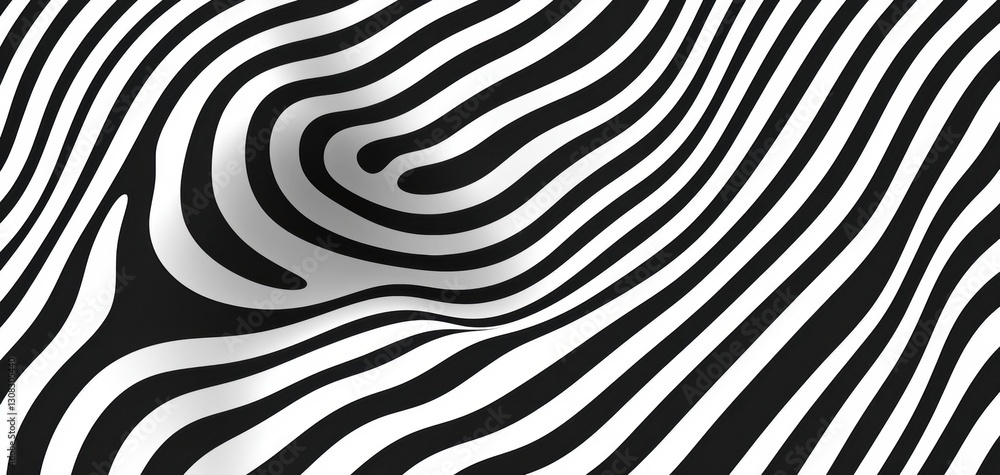 Fototapeta premium Seamless warped perspective lines in monochrome, minimalist geometric luxury pattern, sophisticated high-end optical illusion elegance