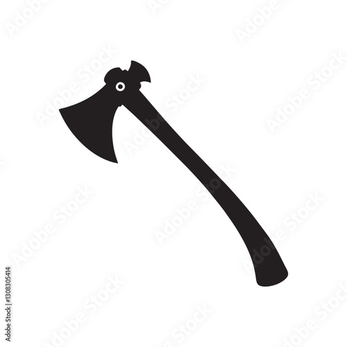 Black axe silhouette isolated on white background. Axe icon vector illustration.