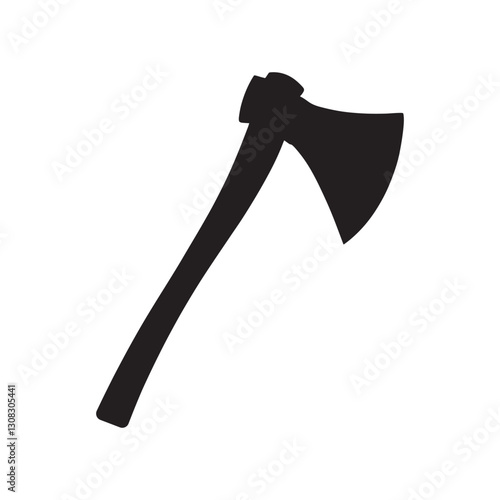 Black axe silhouette isolated on white background. Axe icon vector illustration.