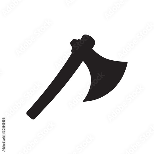 Black axe silhouette isolated on white background. Axe icon vector illustration.