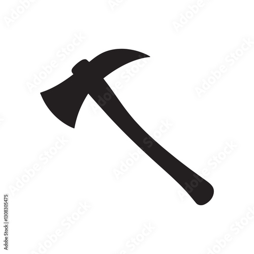Black axe silhouette isolated on white background. Axe icon vector illustration.