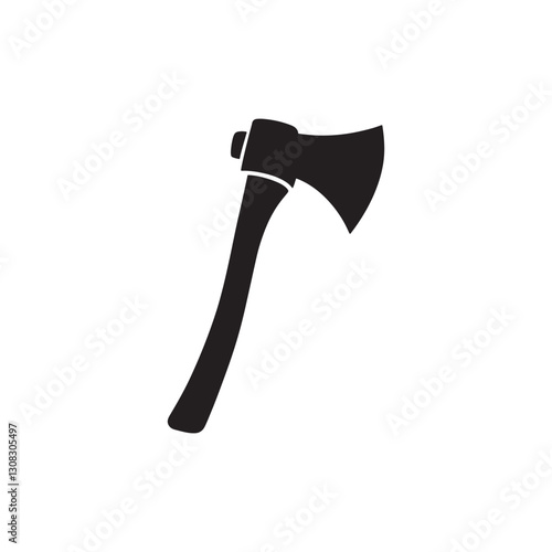 Black axe silhouette isolated on white background. Axe icon vector illustration.