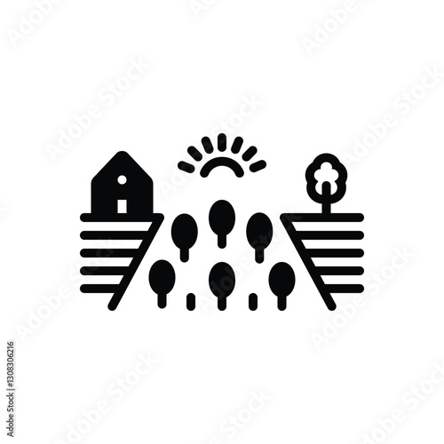Black solid icon for farm