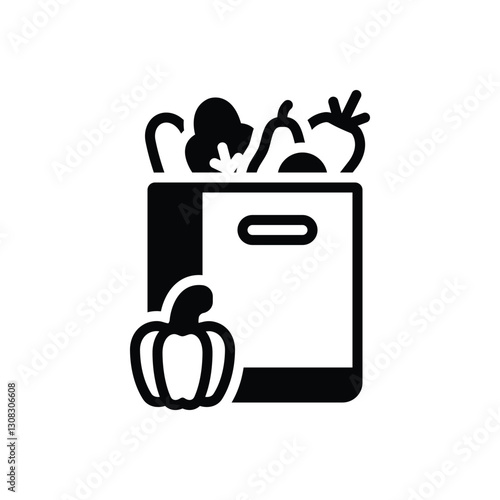 Black solid icon for organic food