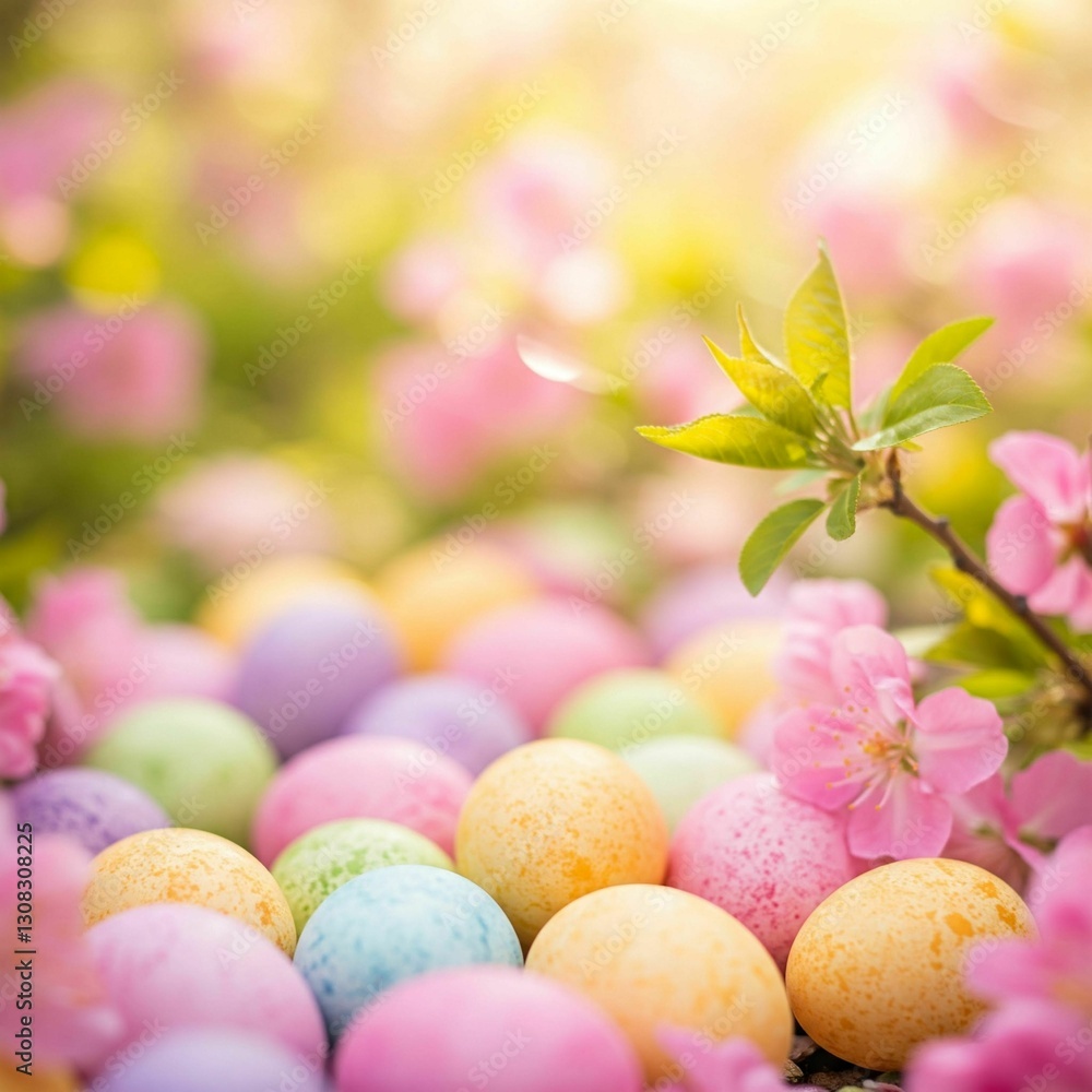 Easter Background with Flowers and Eggs – Perfect for Holiday Cards, Invitations, and Event Decorations Easter Background with Flowers and Eggs – Perfect for Holiday Cards, Invitations, and Event Decorations