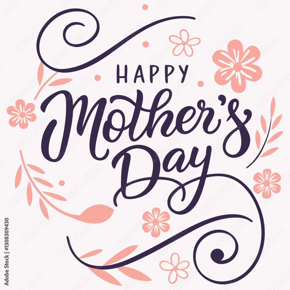 Fototapeta premium Happy Mothers Day lettering. happy mother's day vector graphic with beautiful lettering and hearts for greeting cards, banners, events, etc. Happy Mother's Day Calligraphy.