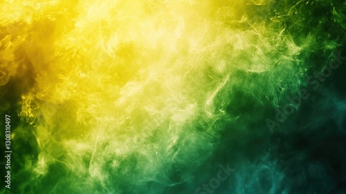 A dynamic, abstract masterpiece where bright yellows, greens, and blues swirl energetically, creating an illusion of vibrant movement and life photo