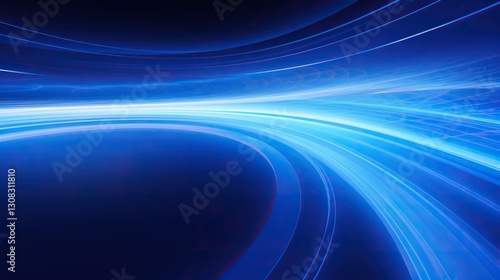 Elegant Blue Abstract Background with Smooth Waves and Glowing Light Effects. Modern Design for Presentation, Digital, and Technology-Themed Projects