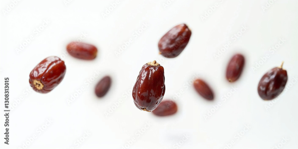 Big dates isolated. Dry date fruits heap, medjool, medjoul or majhool, royal dates with green leaves on white background Big dates isolated. Dry date fruits heap, medjool, medjoul or majhool, royal dates with green leaves on white background