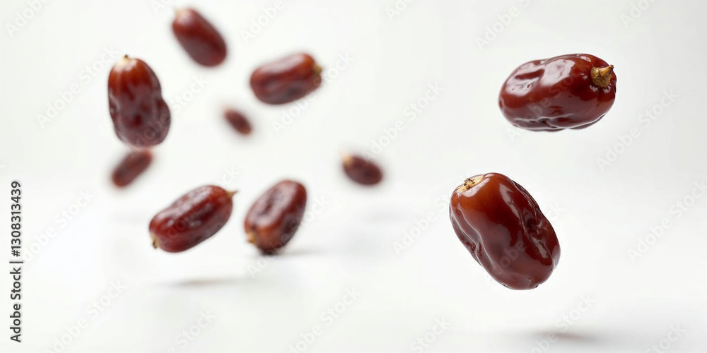 Big dates isolated. Dry date fruits heap, medjool, medjoul or majhool, royal dates with green leaves on white background Big dates isolated. Dry date fruits heap, medjool, medjoul or majhool, royal dates with green leaves on white background