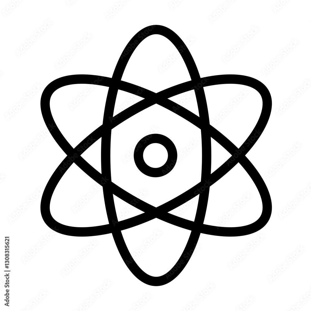 atom icon isolated on white. Science and research flat icons atom icon isolated on white. Science and research flat icons