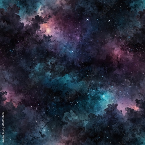 Mystical Night Sky and Dreamy Mountain Landscape