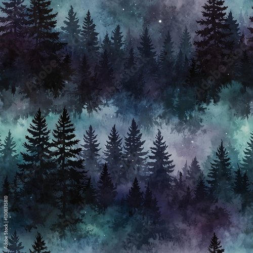 Mystical Night Sky and Dreamy Mountain Landscape