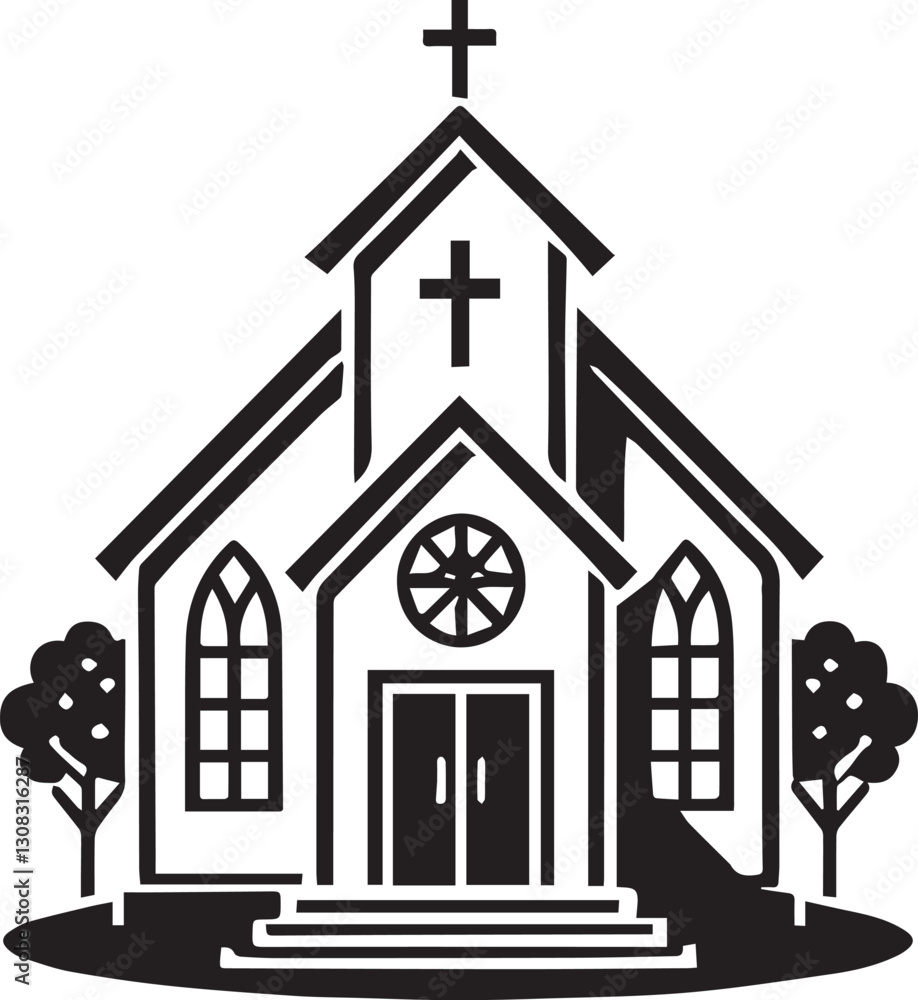 church icon vector illustration, black church silhouette vector, church logo vector, church silhouette vector isolated on white background church icon vector illustration, black church silhouette vector, church logo vector, church silhouette vector isolated on white background