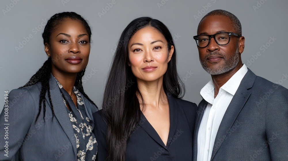 Multiethnic professionals in formal attire, exuding confidence and teamwork in a modern office setting.
Multiethnic professionals in formal attire, exuding confidence and teamwork in a modern office setting.