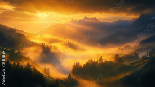 sunset over the mountains