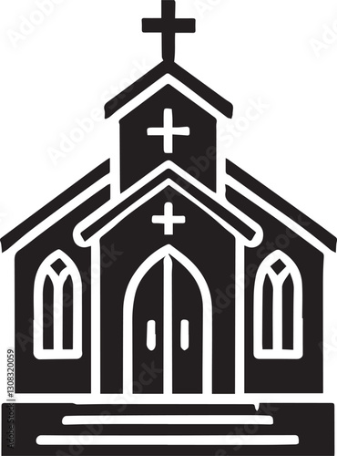 church icon vector illustration, black church silhouette vector, church logo vector, church silhouette vector isolated on white background