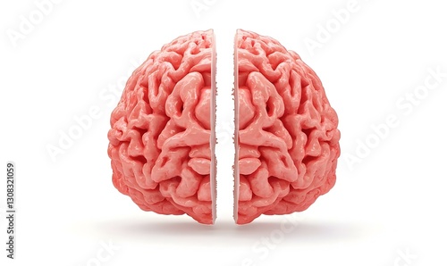 Realistic Render of Human Brain Cut in Half for Scientific Illustration