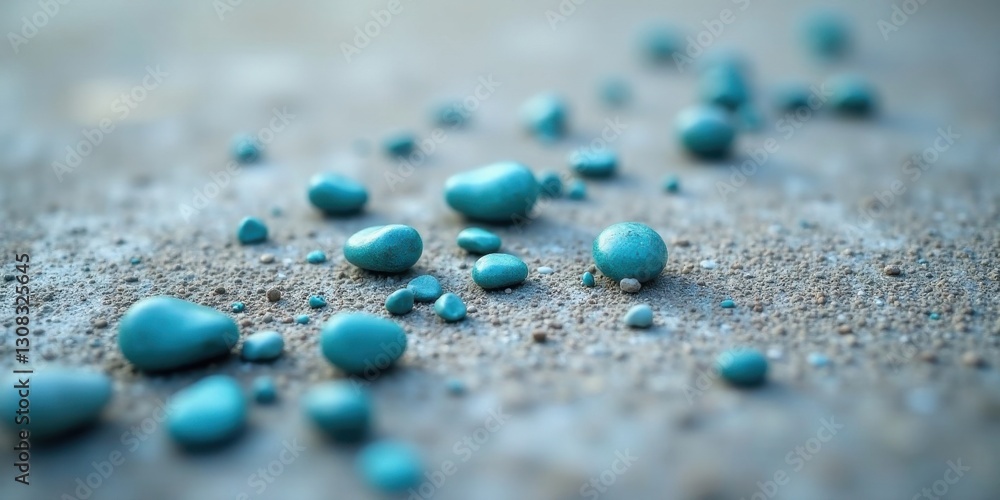 Teal stones scattered on a textured surface, a serene and calming composition Teal stones scattered on a textured surface, a serene and calming composition