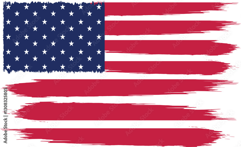 US flag rendered with a painterly textured brush stroke effect. US flag rendered with a painterly textured brush stroke effect.
