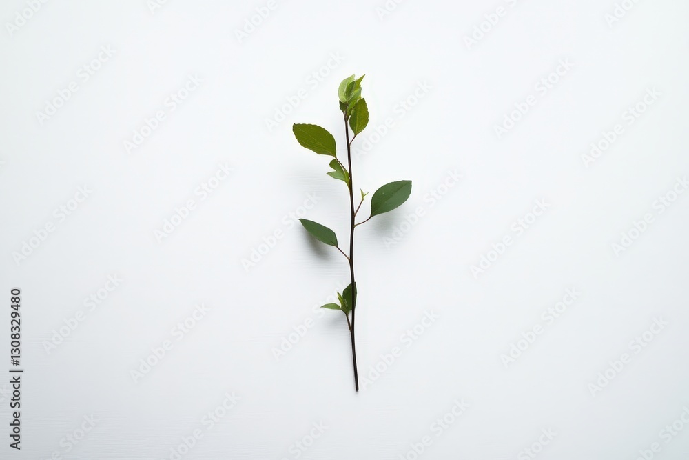 Fototapeta premium A slender green branch with vibrant leaves in a still life
