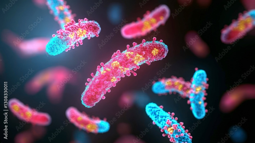 Microscopic Probiotic Bacteria Gut Health Digestive System Human Microbiome Microscopic Probiotic Bacteria Gut Health Digestive System Human Microbiome