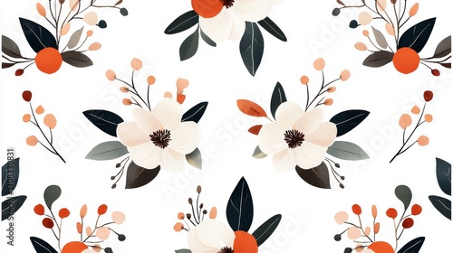 Floral pattern design home decor digital artwork bright colors top-down view aesthetic appeal