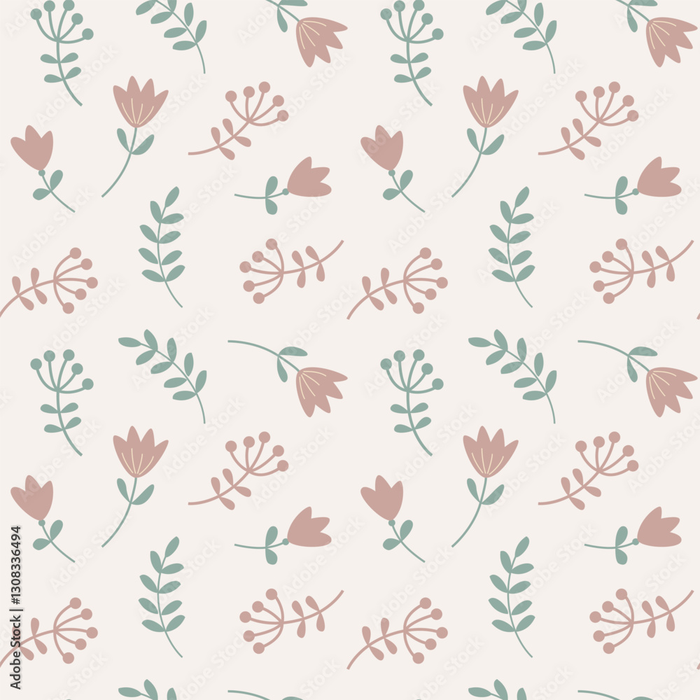 Floral summer wallpaper. Vector seamless pattern with a simple little flowers and leaves. Repeat texture for textile or wrapping paper. Floral summer wallpaper. Vector seamless pattern with a simple little flowers and leaves. Repeat texture for textile or wrapping paper.