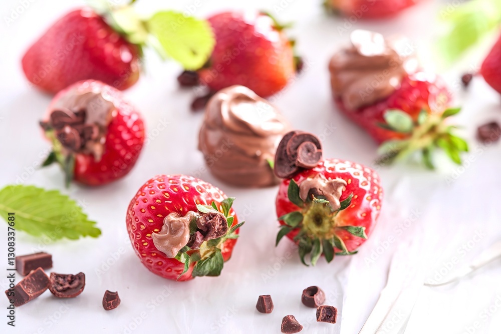 Fresh strawberries filled with healthy chocolate mousse Fresh strawberries filled with healthy chocolate mousse