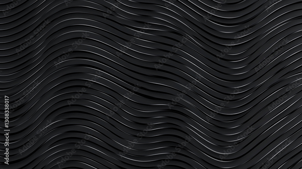 Abstract black wave pattern with smooth curves creating a modern design aesthetic Abstract black wave pattern with smooth curves creating a modern design aesthetic