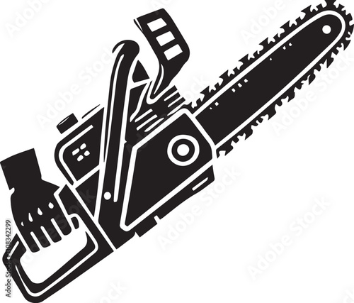 vector illustration of a saw, black Chainsaw silhouette vector, Chainsaw logo vector, Chainsaw silhouette vector isolated on white background