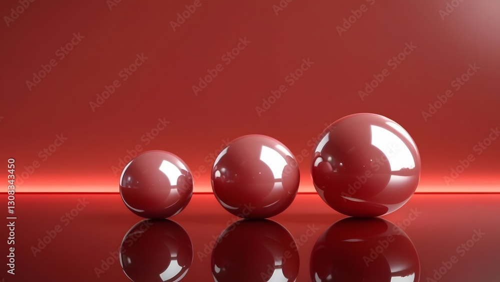 Futuristic Abstract Red Balls on Shiny Background Futuristic Abstract Red Balls on Shiny Background